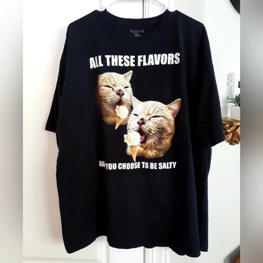 Women's Cat T-Shirt All These Flavors and You Choose To Be Salty, Sz XL